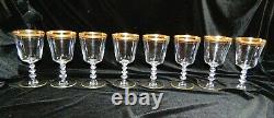 VTG MCM Tiffin Franciscan Gold Encrusted Apollo Water Wine Glasses Lot of 8 MINT