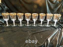 VTG MCM Tiffin Franciscan Gold Encrusted Apollo Water Wine Glasses Lot of 8 MINT