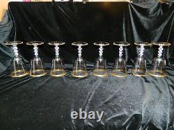 VTG MCM Tiffin Franciscan Gold Encrusted Apollo Water Wine Glasses Lot of 8 MINT