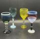 VTG RARE One of a Kind Set of 4 Hand Blown Art Glass Wine Glasses Goblets Glows
