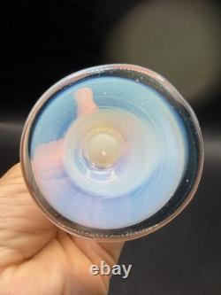VTG RARE One of a Kind Set of 4 Hand Blown Art Glass Wine Glasses Goblets Glows