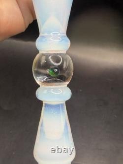 VTG RARE One of a Kind Set of 4 Hand Blown Art Glass Wine Glasses Goblets Glows