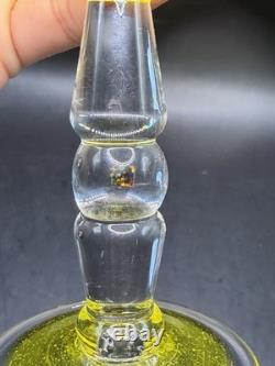 VTG RARE One of a Kind Set of 4 Hand Blown Art Glass Wine Glasses Goblets Glows