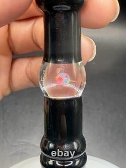 VTG RARE One of a Kind Set of 4 Hand Blown Art Glass Wine Glasses Goblets Glows