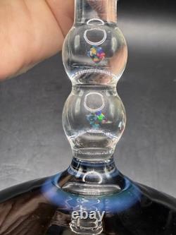 VTG RARE One of a Kind Set of 4 Hand Blown Art Glass Wine Glasses Goblets Glows
