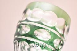 VTG SET 4 BOHEMIAN CZECH CUT TO CLEAR CRYSTAL Wine GLASSES Goblets Emerald Green