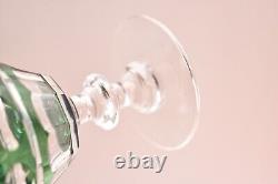 VTG SET 4 BOHEMIAN CZECH CUT TO CLEAR CRYSTAL Wine GLASSES Goblets Emerald Green