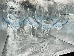 VTG Sasaki Hawthorne Azure Blue Set Of 7 Wine Glasses Goblets Elegant Stemware