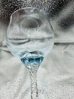 VTG Sasaki Hawthorne Azure Blue Set Of 7 Wine Glasses Goblets Elegant Stemware