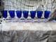 VTG Set Of 7 Cobalt Blue Wine Glasses