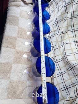 VTG Set Of 7 Cobalt Blue Wine Glasses