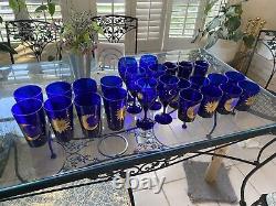 VTG Set of 25 Culver Celestial Sun Moon & Stars Cobalt Blue Wine Tall Short Mug