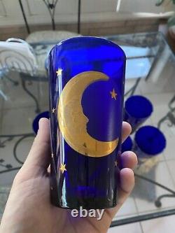 VTG Set of 25 Culver Celestial Sun Moon & Stars Cobalt Blue Wine Tall Short Mug