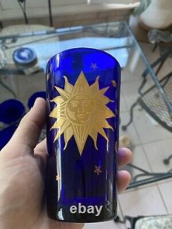 VTG Set of 25 Culver Celestial Sun Moon & Stars Cobalt Blue Wine Tall Short Mug