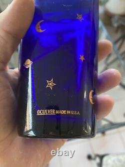 VTG Set of 25 Culver Celestial Sun Moon & Stars Cobalt Blue Wine Tall Short Mug