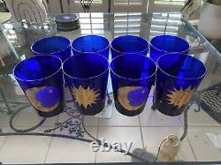 VTG Set of 25 Culver Celestial Sun Moon & Stars Cobalt Blue Wine Tall Short Mug