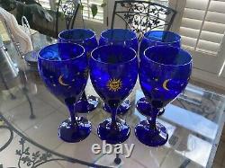 VTG Set of 25 Culver Celestial Sun Moon & Stars Cobalt Blue Wine Tall Short Mug