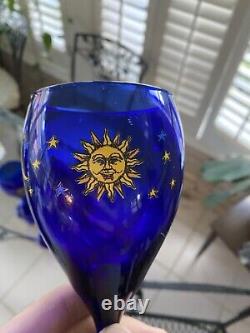 VTG Set of 25 Culver Celestial Sun Moon & Stars Cobalt Blue Wine Tall Short Mug