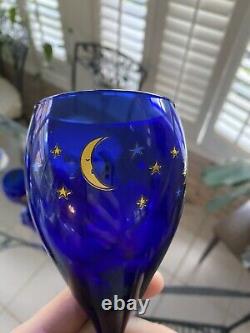 VTG Set of 25 Culver Celestial Sun Moon & Stars Cobalt Blue Wine Tall Short Mug