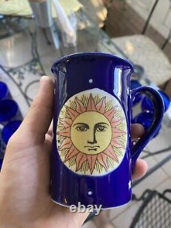 VTG Set of 25 Culver Celestial Sun Moon & Stars Cobalt Blue Wine Tall Short Mug