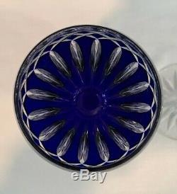 VTG Set of 2 Ajka Crystal Cadessia 8-1/2 Wine Hock Glasses Cobalt Blue & Clear