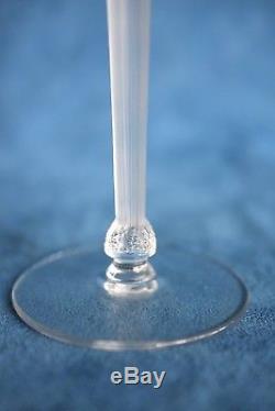 VTG Signed LALIQUE France CLOS SAINTE-ODILE Art Deco Woman Stem Wine Glass Pair