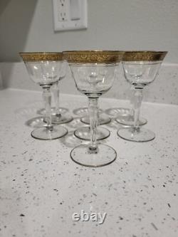 VTG TIFFIN FRANCISCAN Liquor Glasses Set of 7 Gold Encrusted Rim