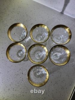 VTG TIFFIN FRANCISCAN Liquor Glasses Set of 7 Gold Encrusted Rim