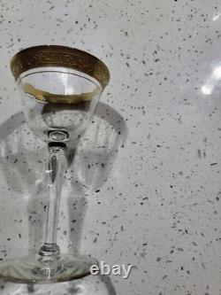 VTG TIFFIN FRANCISCAN Liquor Glasses Set of 7 Gold Encrusted Rim