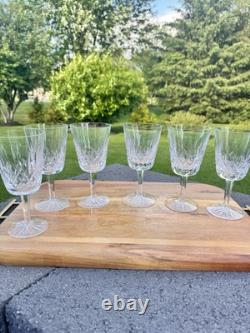 VTG WATERFORD CRYSTAL Lismore 6-7/8 Water Goblets Wine Glasses 8 Oz Set Of 6