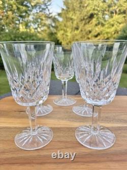 VTG WATERFORD CRYSTAL Lismore 6-7/8 Water Goblets Wine Glasses 8 Oz Set Of 6