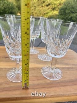 VTG WATERFORD CRYSTAL Lismore 6-7/8 Water Goblets Wine Glasses 8 Oz Set Of 6
