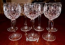 VTG Waterford LISMORE 7 Wine Hocks Goblets Glasses 7 3/8 Gothic Mark IRELAND