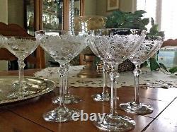 VTG c. 1940's Fostoria June Etched Optic Water/Wine Goblets & Champagne Coupes