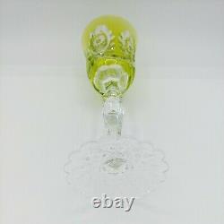 Val St Lambert Chartreuse Cased Cut to Clear Crystal Wine Glass Fancy Foot 8.5