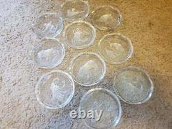 Val St Lambert Crystal Zodiac Coasters Set of 10 Vintage and Rare