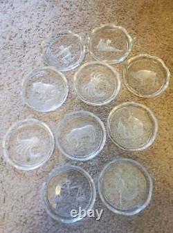 Val St Lambert Crystal Zodiac Coasters Set of 10 Vintage and Rare