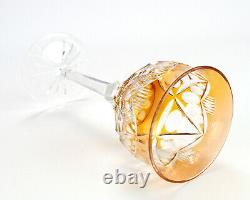 Val St. Lambert Orange Cut to Clear Wine Hock, Vintage Glass, Wafer Stem 6oz 8
