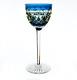 Val St Lambert Wine Glass Goblet Blue & Vaseline Cut to Clear Vintage