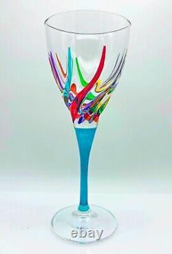 Venetian Carnevale Wine Glasses Set Of Four Hand Painted Crystal
