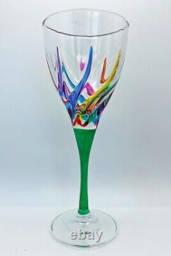 Venetian Carnevale Wine Glasses Set Of Four Hand Painted Crystal