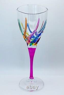 Venetian Carnevale Wine Glasses Set Of Four Hand Painted Crystal