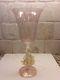 Venetian Murano Pink/gold Hand Blown Dolphin Stem Wine Glass 9.5 Tall Vintage