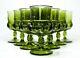 Vintage 10 Green King Crown Thumbprint Wine Goblet Glasses