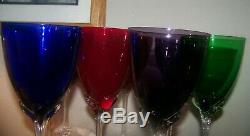 Vintage 10 Multi Colored Wine Glasses Set Of 7 Art Deco RED/GREEN/BLUE/EGGPLANT
