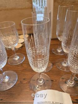 Vintage 12 Baccarat Nancy Wine Glasses and Champage Flutes Crystal France New