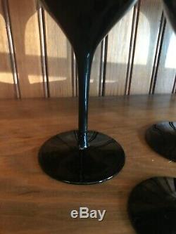 Vintage 16-Piece LEAD CRYSTAL BLACK WINE GLASSES 6.75 & WATER GOBLETS 7.75