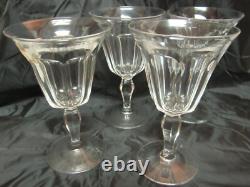 Vintage 1920's Signed Libbey Crystal Cut Panel Water Wine Goblet Lot of 4 Glass