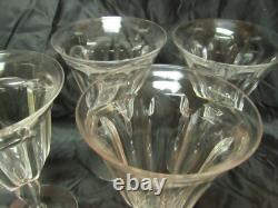 Vintage 1920's Signed Libbey Crystal Cut Panel Water Wine Goblet Lot of 4 Glass