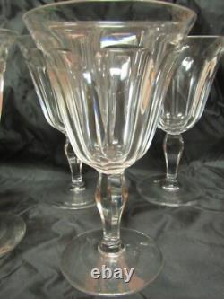 Vintage 1920's Signed Libbey Crystal Cut Panel Water Wine Goblet Lot of 4 Glass